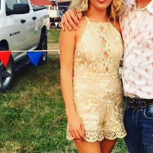 Gold haltertop romper